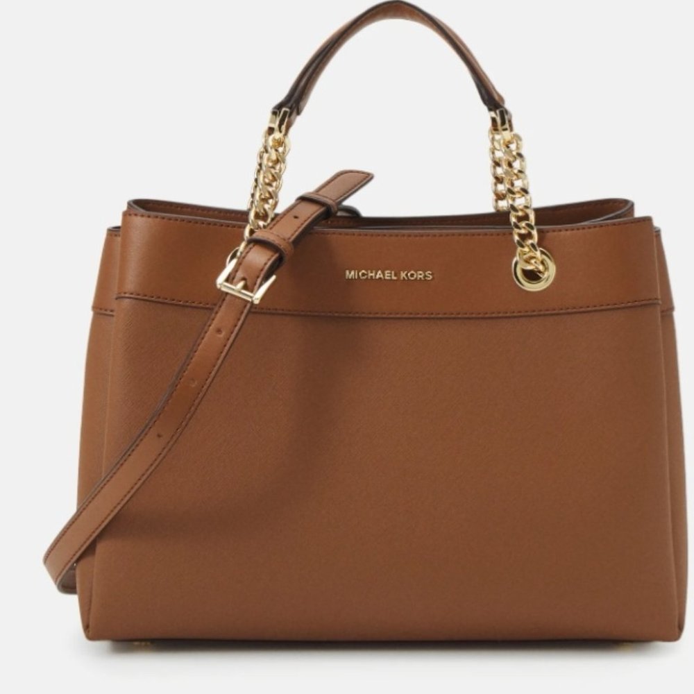 NWT Michael Kors Lori Brown Small Vegan Leather convertible shoulder bag purse